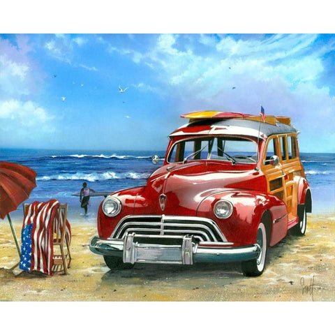 Surfinâ€™ USA Black Modern Wood Framed Art Print by Westmoreland, Scott