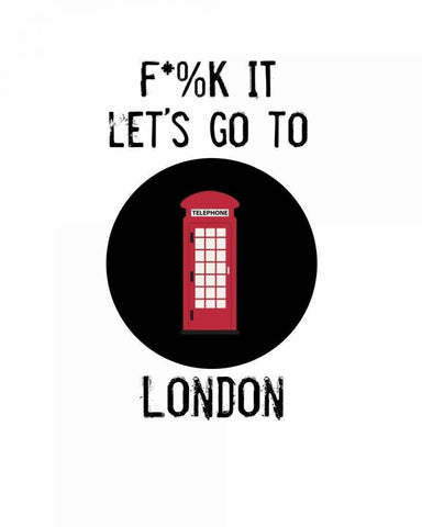 Letâ€™s Go to London White Modern Wood Framed Art Print with Double Matting by Weiss, Jan