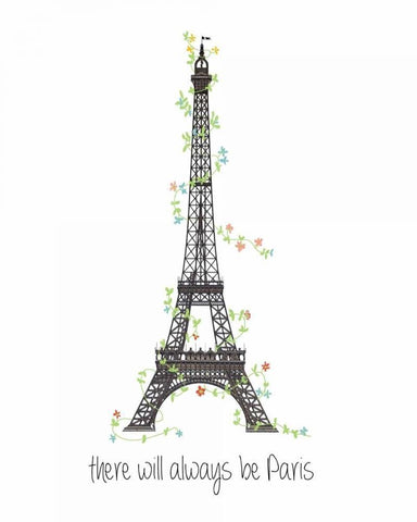 There Will Always Be Paris White Modern Wood Framed Art Print with Double Matting by Weiss, Jan