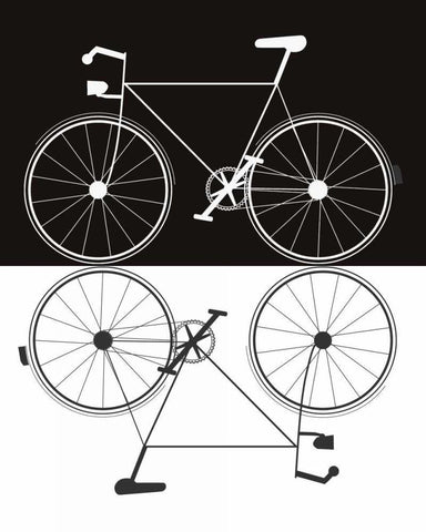 Two Bikes Black Ornate Wood Framed Art Print with Double Matting by Weiss, Jan