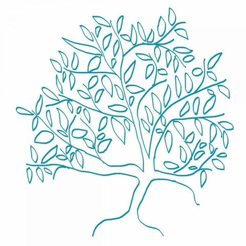 A Teal Tree White Modern Wood Framed Art Print with Double Matting by Weiss, Jan