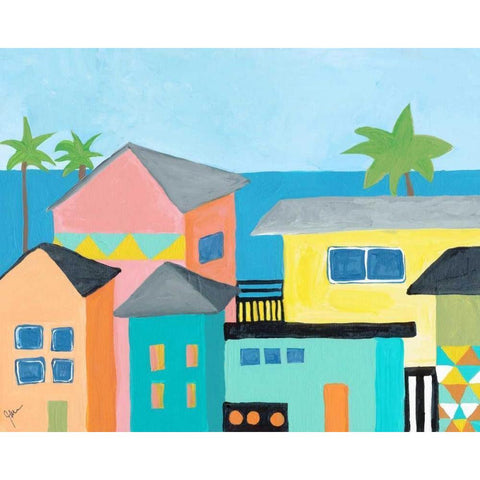 Beachfront Property 1 White Modern Wood Framed Art Print by Weiss, Jan