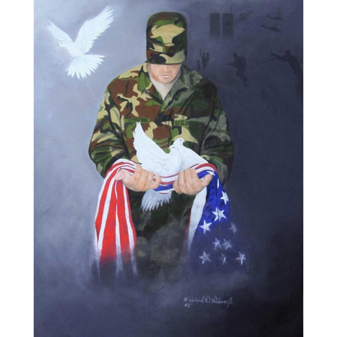 A Prayer for Peace White Modern Wood Framed Art Print by Wilson, Richard