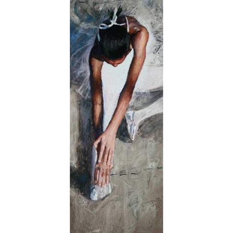 Stretching Ballerina White Modern Wood Framed Art Print by Wilson, Richard