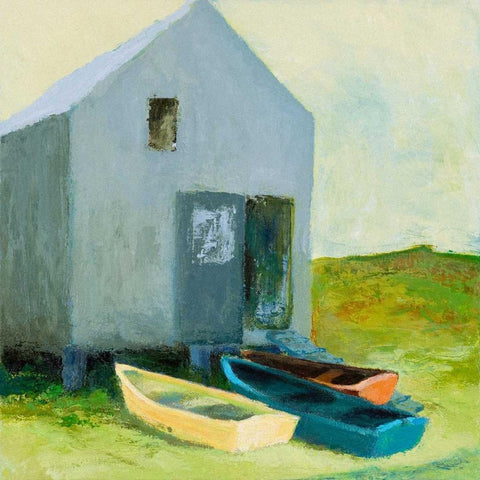 Boat House White Modern Wood Framed Art Print with Double Matting by Wakefield, Martha