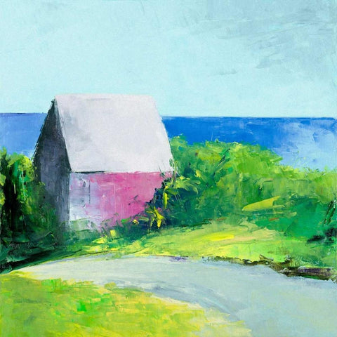 Pink House White Modern Wood Framed Art Print with Double Matting by Wakefield, Martha