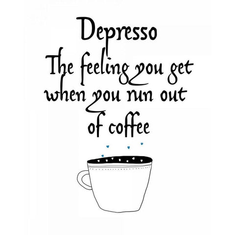 Depresso White Modern Wood Framed Art Print by Weiss, Jan