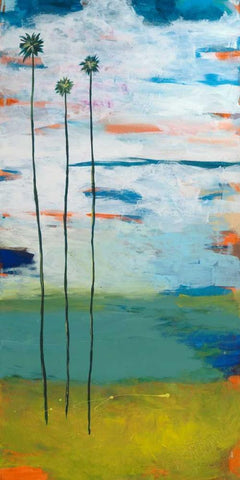 Desert Palms White Modern Wood Framed Art Print with Double Matting by Weiss, Jan