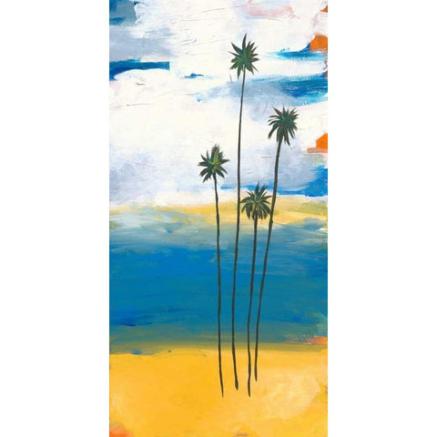 Four Palms Black Modern Wood Framed Art Print by Weiss, Jan