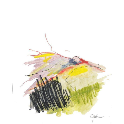 Abstract Landscape No. 12 Black Modern Wood Framed Art Print with Double Matting by Weiss, Jan