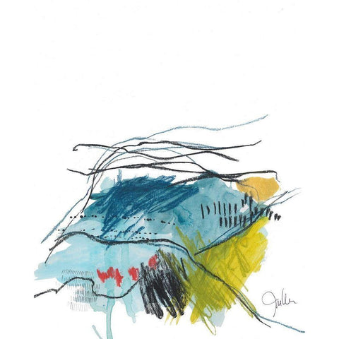 Abstract Landscape No. 35 Black Modern Wood Framed Art Print by Weiss, Jan