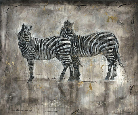 Zebras White Modern Wood Framed Art Print with Double Matting by Wiley, Marta