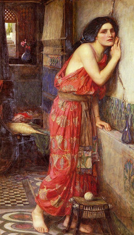 Thisbe, 1909 White Modern Wood Framed Art Print with Double Matting by Waterhouse, John William