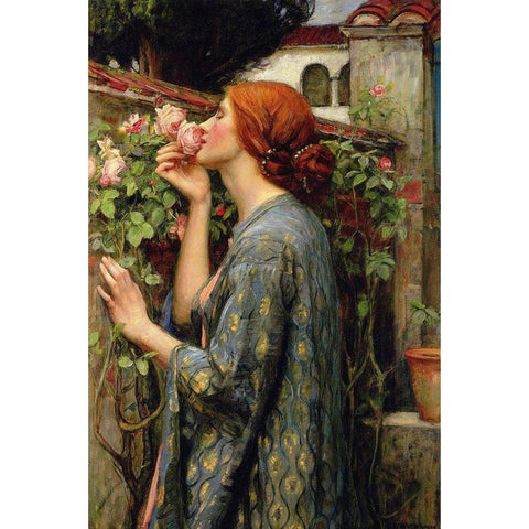 The Soul of the Rose Black Modern Wood Framed Art Print with Double Matting by Waterhouse, John William