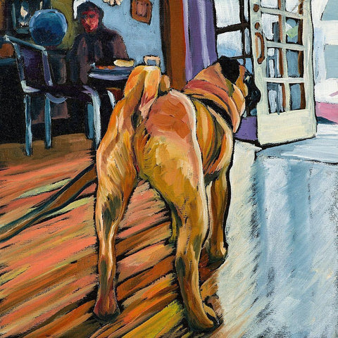 A Pugs View White Modern Wood Framed Art Print with Double Matting by Wronski, Kathryn