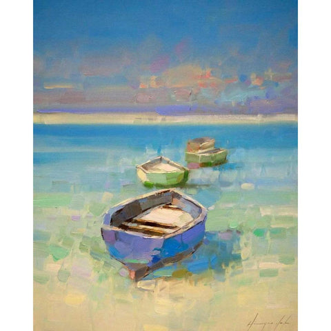 Caribbean Beach Black Modern Wood Framed Art Print with Double Matting by Yeremyan, Vahe