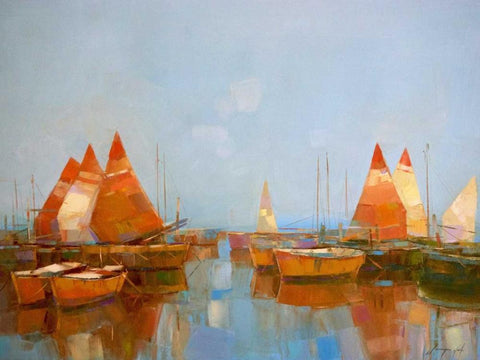 Gateway Harbor Park White Modern Wood Framed Art Print with Double Matting by Yeremyan, Vahe