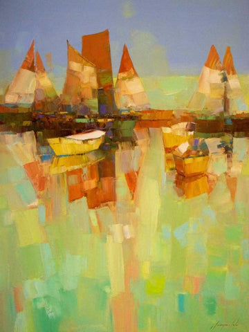 Harbor White Modern Wood Framed Art Print with Double Matting by Yeremyan, Vahe