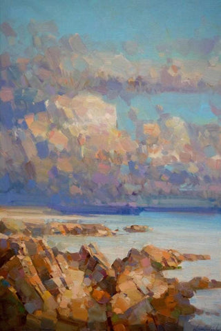 The Cliffs White Modern Wood Framed Art Print with Double Matting by Yeremyan, Vahe