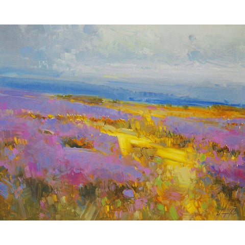 Field of Lavenders 2 White Modern Wood Framed Art Print by Yeremyan, Vahe