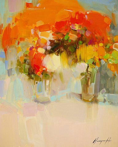 Vase of Yellow Flowers 2 Black Ornate Wood Framed Art Print with Double Matting by Yeremyan, Vahe