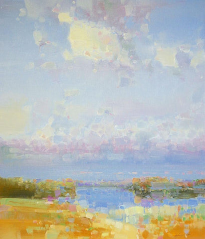 Delight of Morning White Modern Wood Framed Art Print with Double Matting by Yeremyan, Vahe