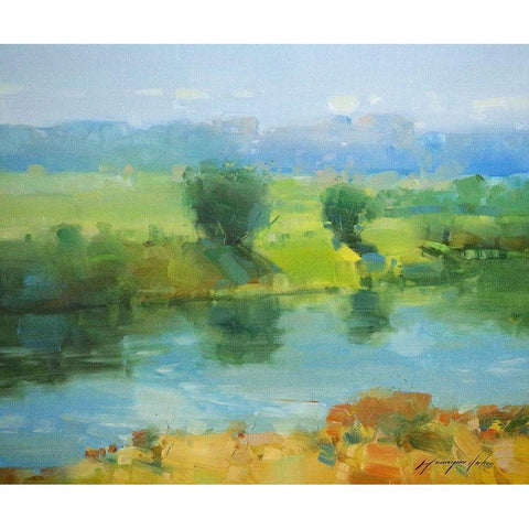 Summer Lake Black Modern Wood Framed Art Print by Yeremyan, Vahe