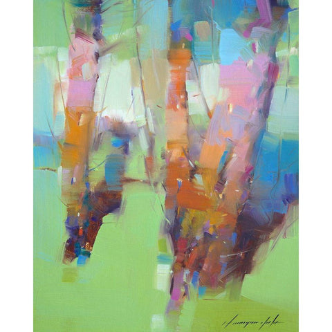 Spring Trees Black Modern Wood Framed Art Print by Yeremyan, Vahe