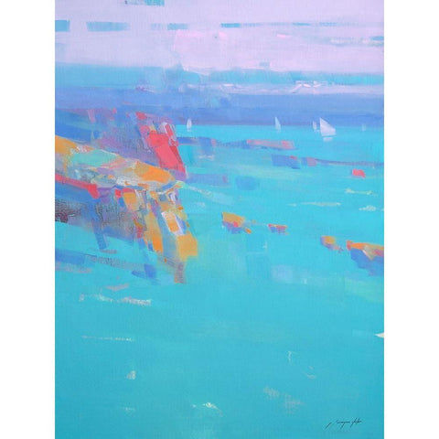 Turquoise Bay Black Modern Wood Framed Art Print by Yeremyan, Vahe
