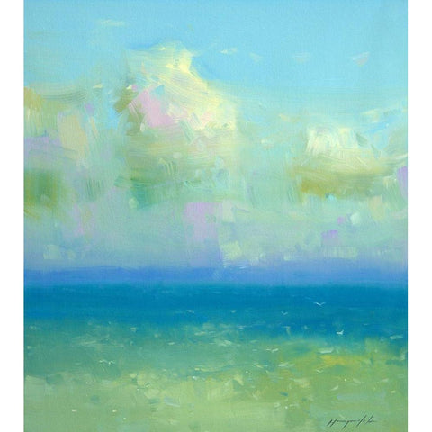 Turquoise Ocean White Modern Wood Framed Art Print by Yeremyan, Vahe