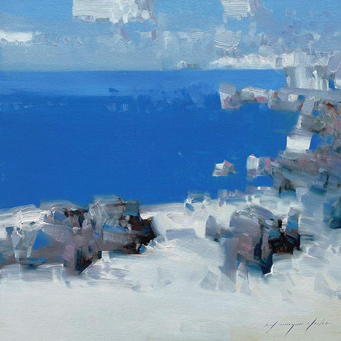 Bay Cliffs White Modern Wood Framed Art Print with Double Matting by Yeremyan, Vahe