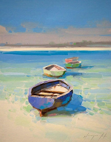 Caribbean Shore Black Ornate Wood Framed Art Print with Double Matting by Yeremyan, Vahe