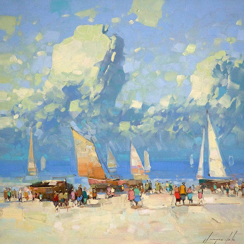 Harbor White Modern Wood Framed Art Print with Double Matting by Yeremyan, Vahe