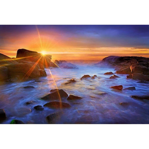 Biddeford Sunrise Black Modern Wood Framed Art Print by Zephyr, Patrick