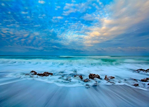 Ocean Surf White Modern Wood Framed Art Print with Double Matting by Zephyr, Patrick