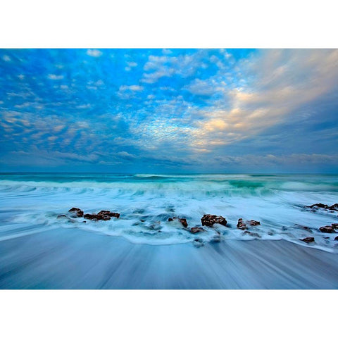Ocean Surf Black Modern Wood Framed Art Print with Double Matting by Zephyr, Patrick