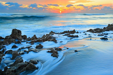 Painted Ocean White Modern Wood Framed Art Print with Double Matting by Zephyr, Patrick