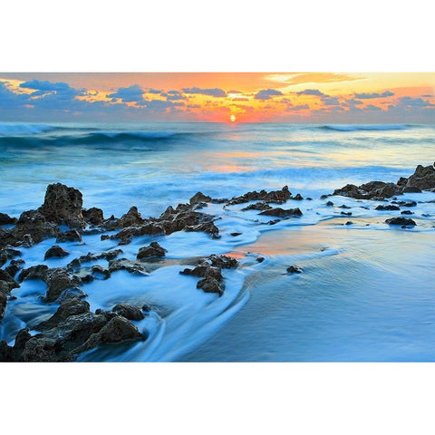 Painted Ocean Black Modern Wood Framed Art Print by Zephyr, Patrick