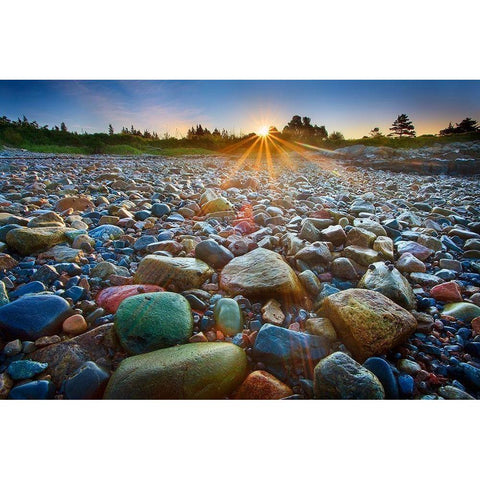 Schoodic Rocks Black Modern Wood Framed Art Print by Zephyr, Patrick