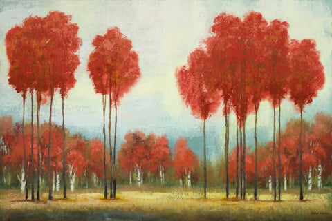 Autumn Reds Black Ornate Wood Framed Art Print with Double Matting by Marcon, Michael