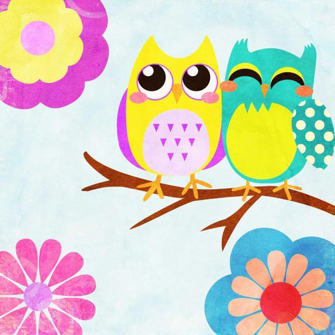 Cozy Owls I Gold Ornate Wood Framed Art Print with Double Matting by SD Graphics Studio