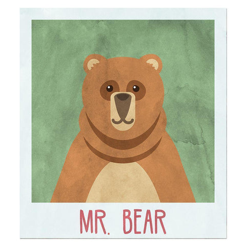 Mr. Bear Selfie Black Modern Wood Framed Art Print with Double Matting by SD Graphics Studio