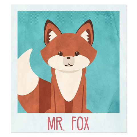 Mr. Fox Selfie Black Ornate Wood Framed Art Print with Double Matting by SD Graphics Studio