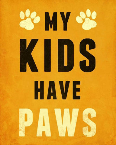 Paw Kids I White Modern Wood Framed Art Print with Double Matting by SD Graphics Studio