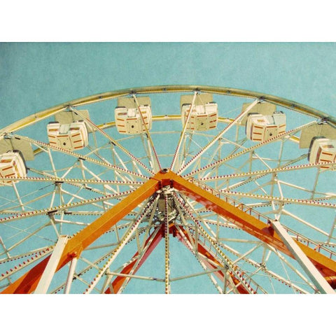 Red Ferris Wheel White Modern Wood Framed Art Print by Peck, Gail