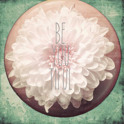 Be you Tiful Border White Modern Wood Framed Art Print with Double Matting by Peck, Gail