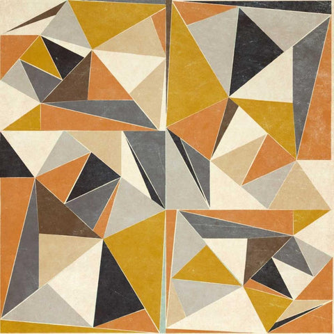 OMG Modern Triangles I White Modern Wood Framed Art Print with Double Matting by SD Graphics Studio