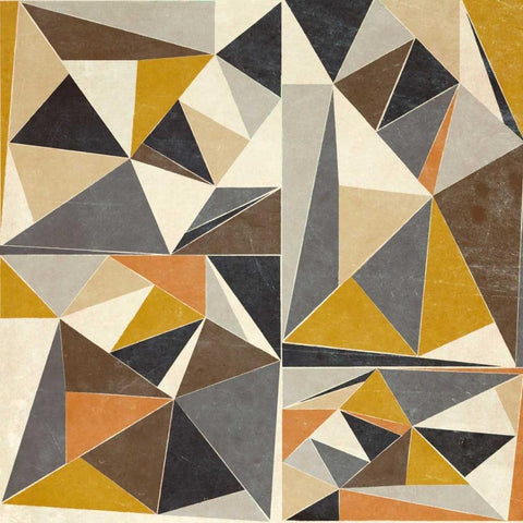 OMG Modern Triangles II Gold Ornate Wood Framed Art Print with Double Matting by SD Graphics Studio