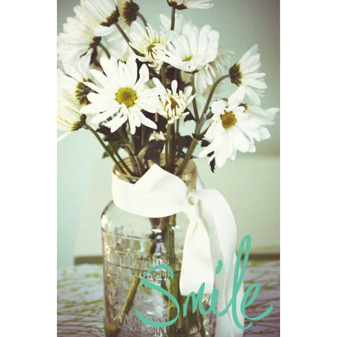 Smile Flowers Black Modern Wood Framed Art Print by Peck, Gail