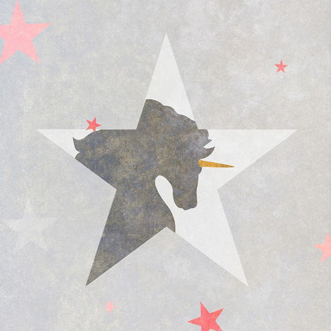 Unicorn on a Star White Modern Wood Framed Art Print with Double Matting by SD Graphics Studio